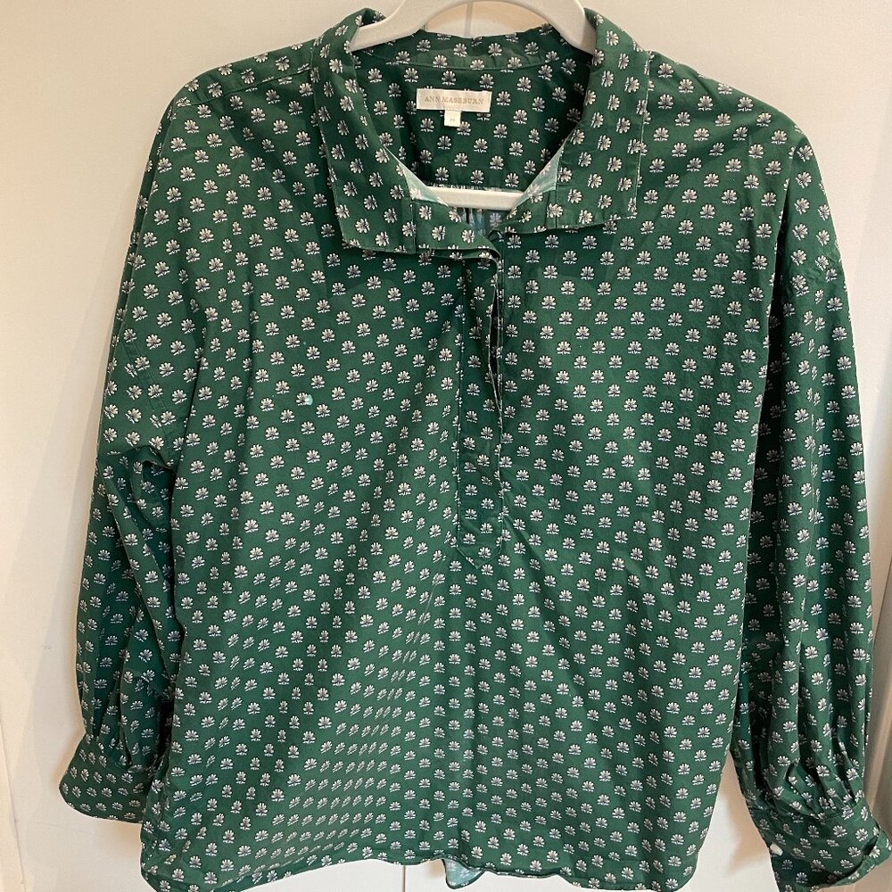 Ann Mashburn Anaya Popover Green Pattern Poplin Size M